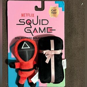 Squid Game Netflix Set Of 2 Cat Toys Catnip Masked Soldier & Coffin - New!